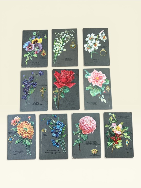 Other - Antique Embossed Birth Month Fortune Postcards From 1910